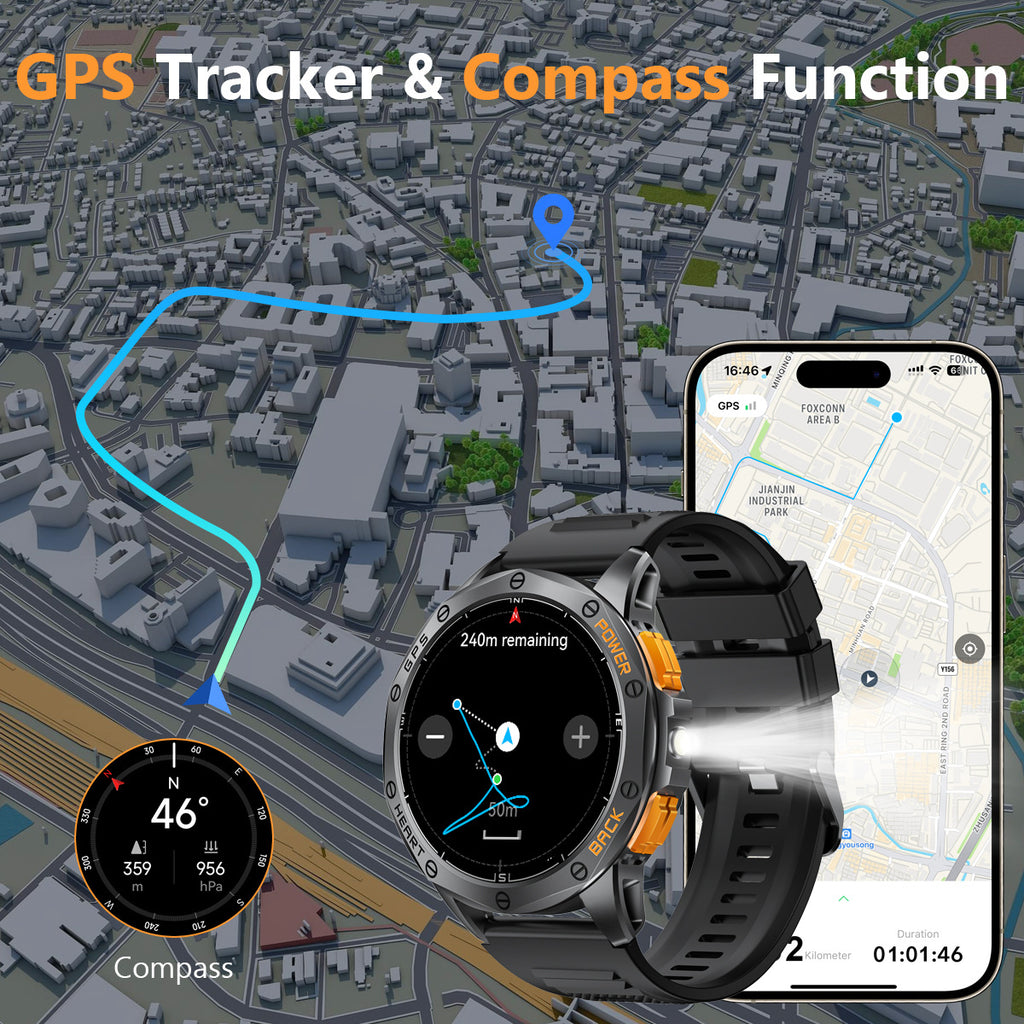 Prime District Titan Military Smartwatch – Built-in GPS, Bluetooth Calls & Extreme Durability