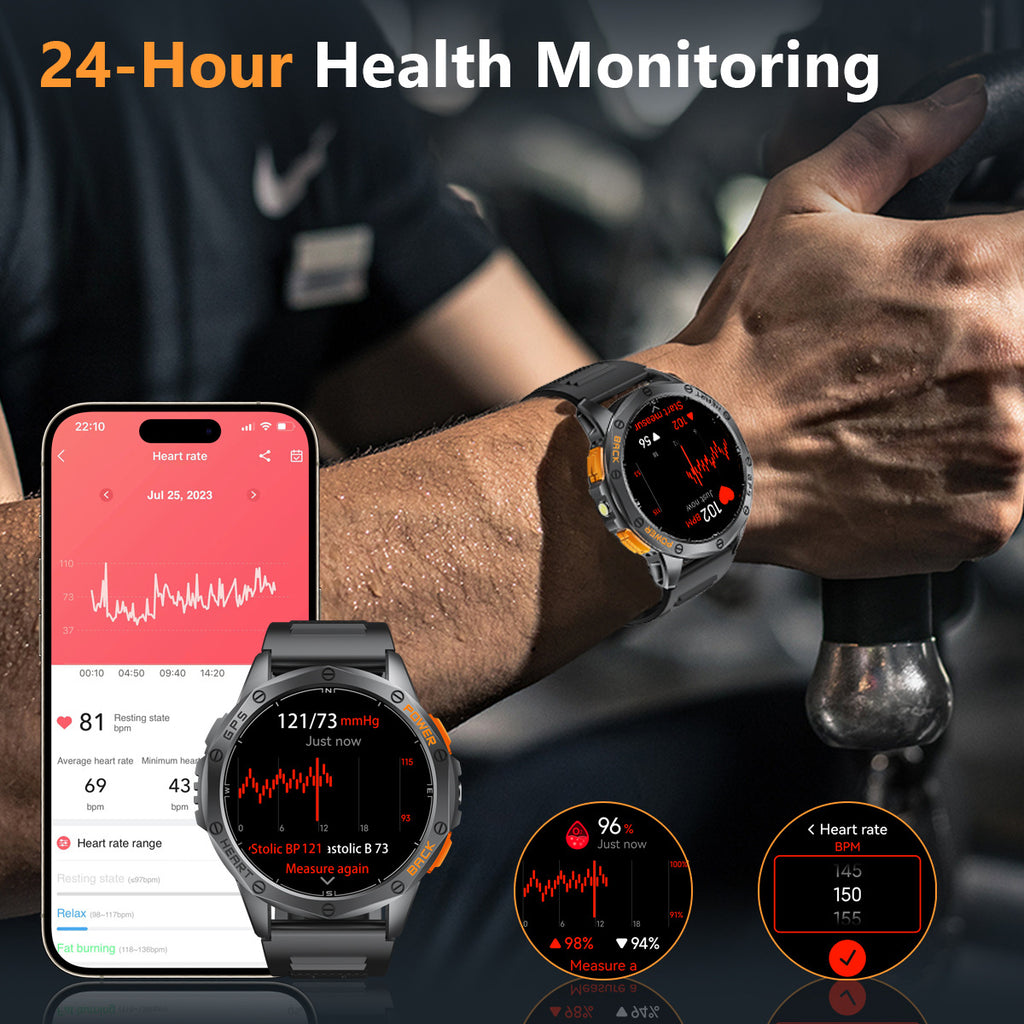 Prime District Titan Military Smartwatch – Built-in GPS, Bluetooth Calls & Extreme Durability