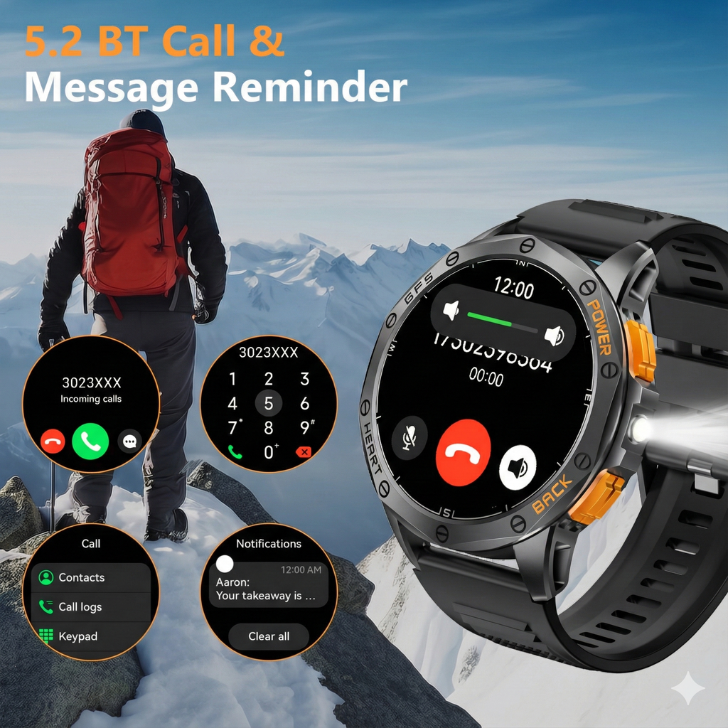 Prime District Titan Military Smartwatch – Built-in GPS, Bluetooth Calls & Extreme Durability